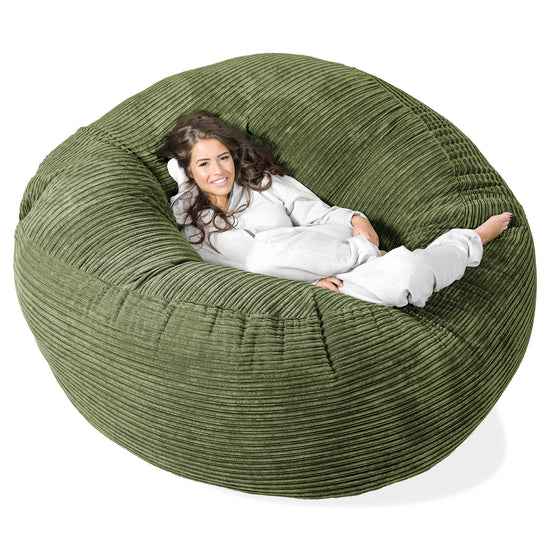 Canapé Pouf Géant Grande Mammouth - Côtelé Vert Forêt 01