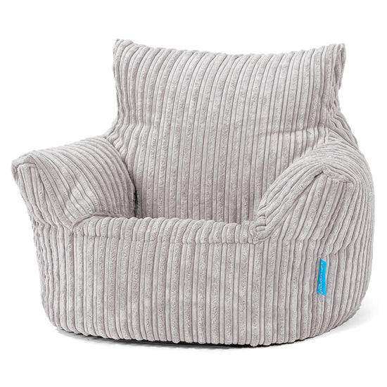 Fauteuil Pouf Bambin 1-3 ans - Côtelé Gris Argent 01