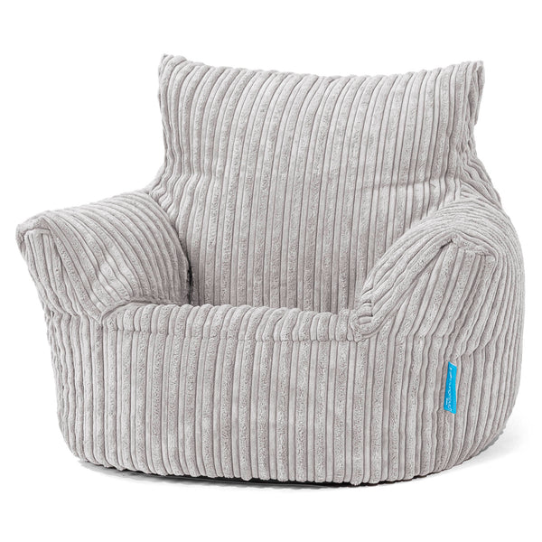 Fauteuil Pouf Bambin 1-3 ans - Côtelé Gris Argent 01
