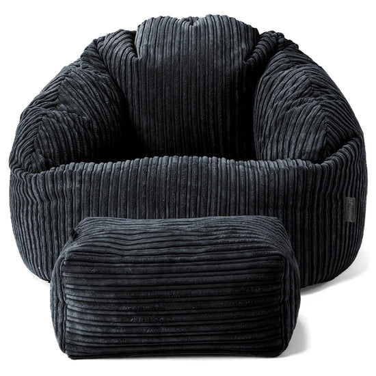 Pouf Chaise Bubble - Côtelé Noir 02