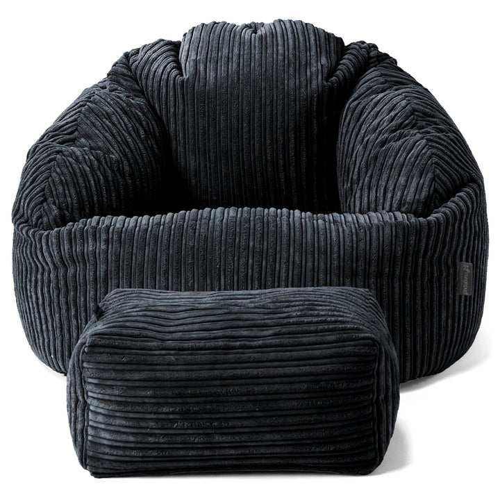 Pouf Chaise Bubble - Côtelé Noir 02