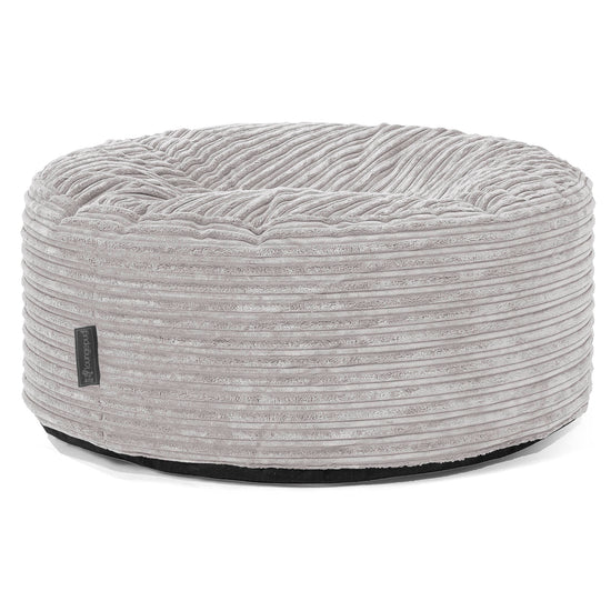 Pouf Design Rond - Côtelé Gris Argent 01