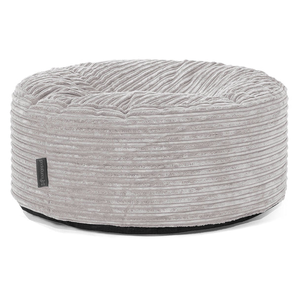 Pouf Design Rond - Côtelé Gris Argent 01