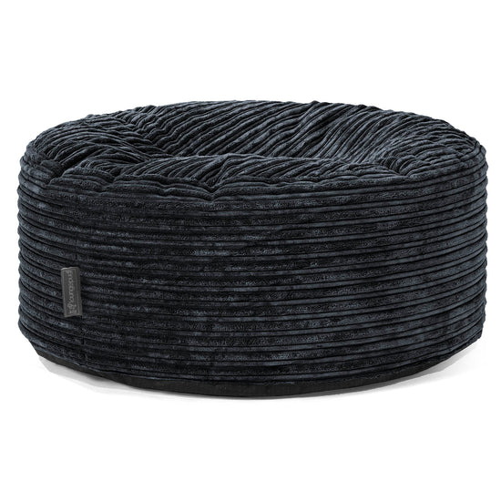 Pouf Design Rond - Côtelé Noir 01