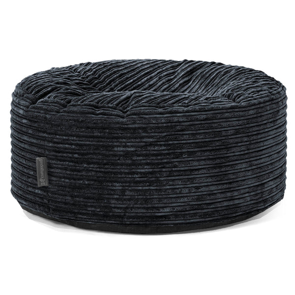 Pouf Design Rond - Côtelé Noir 01