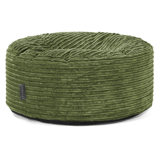 Pouf Design Rond - Côtelé Vert Forêt 01