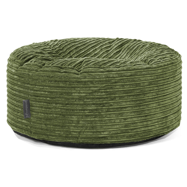 Pouf Design Rond - Côtelé Vert Forêt 01