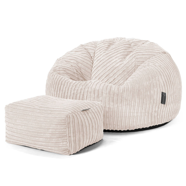 Pouf Poire Classique - Côtelé Ivoire 02
