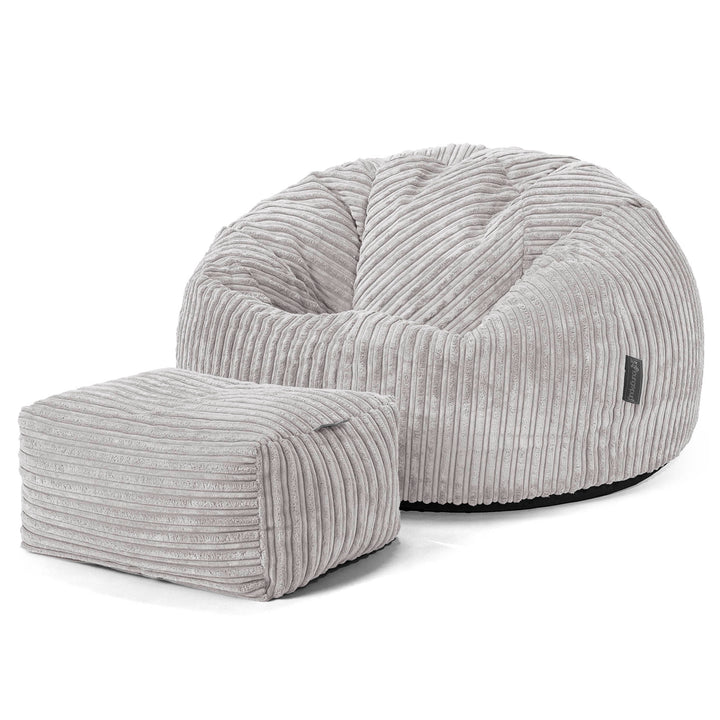 Pouf Poire Classique - Côtelé Gris Argent 02