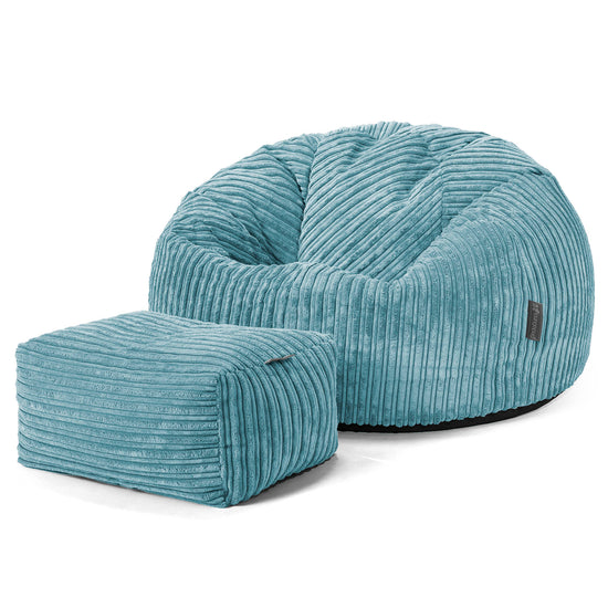 Pouf Poire Classique - Côtelé Mer Égée 02