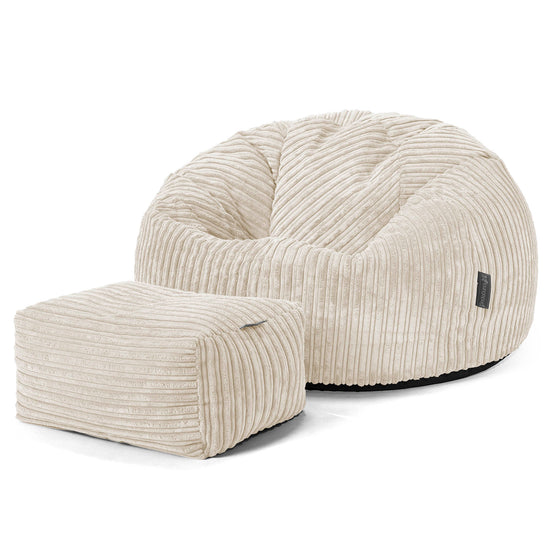 Pouf Poire Classique - Côtelé Crème 02