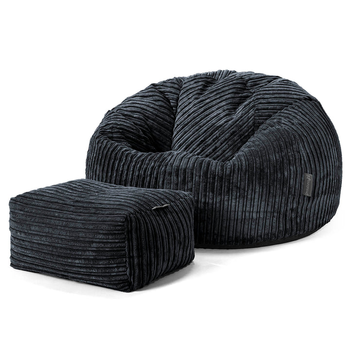 Pouf Poire Classique - Côtelé Noir 02