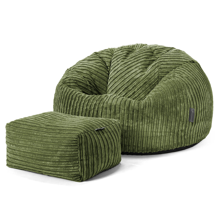 Pouf Poire Classique - Côtelé Vert Forêt 02