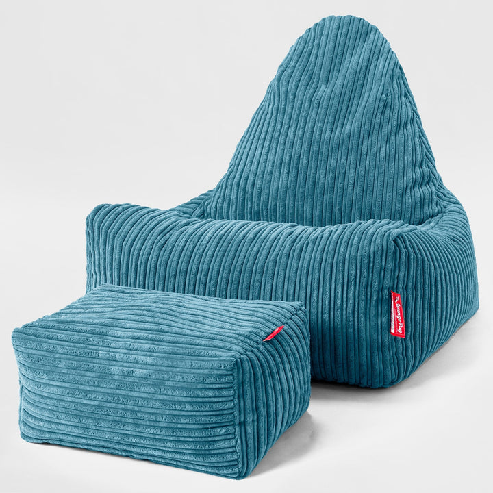 Pouf Relax Style Scandi - Côtelé Mer Égéé 02