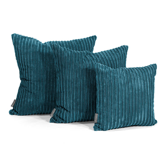 Coussin 47 x 47cm - Côtelé Bleu Canard 02