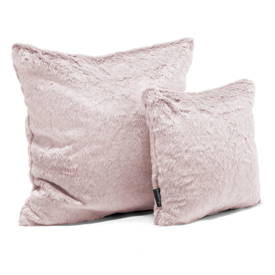 Coussin 47 x 47cm - Fausse Fourrure Lapin Rose Pastel 02