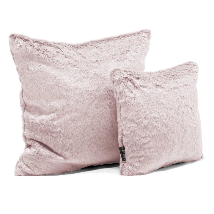 Coussin 47 x 47cm - Fausse Fourrure Lapin Rose Pastel 02