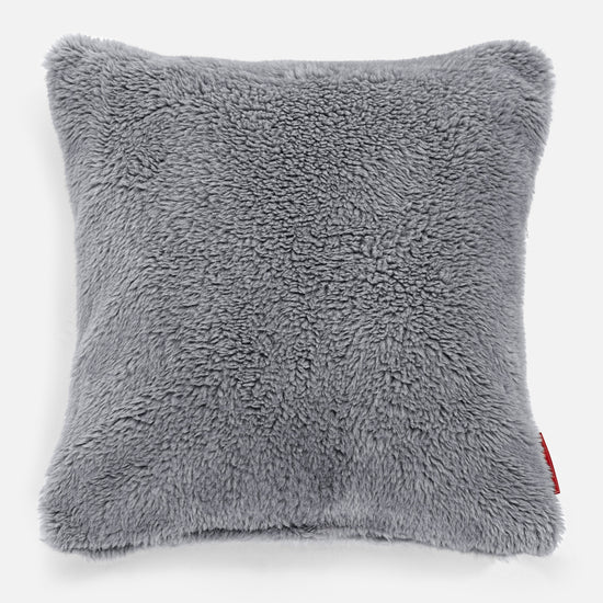 Coussin 47 x 47cm - Fausse Fourrure Nounours Gris Foncé 01