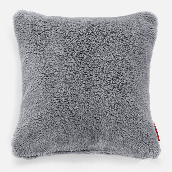 Coussin 47 x 47cm - Fausse Fourrure Nounours Gris Foncé 01