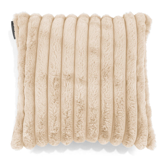 Housse de Coussin 47 x 47cm - Velours Côtelé Ultra Pelucheux Crème 01