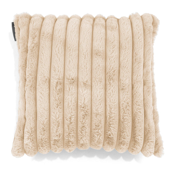 Housse de Coussin 47 x 47cm - Velours Côtelé Ultra Pelucheux Crème 01