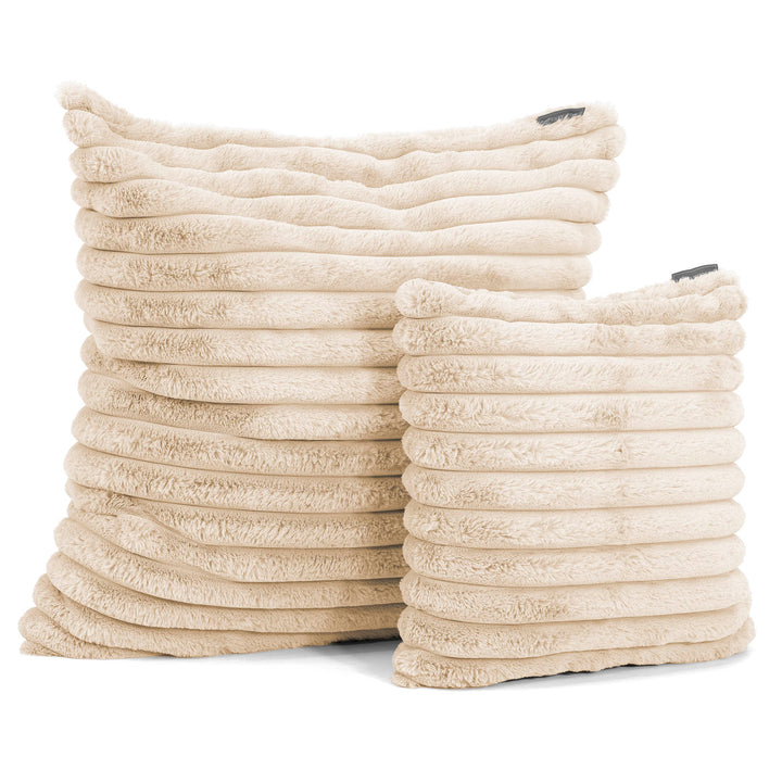 Housse de Coussin 47 x 47cm - Velours Côtelé Ultra Pelucheux Crème 02