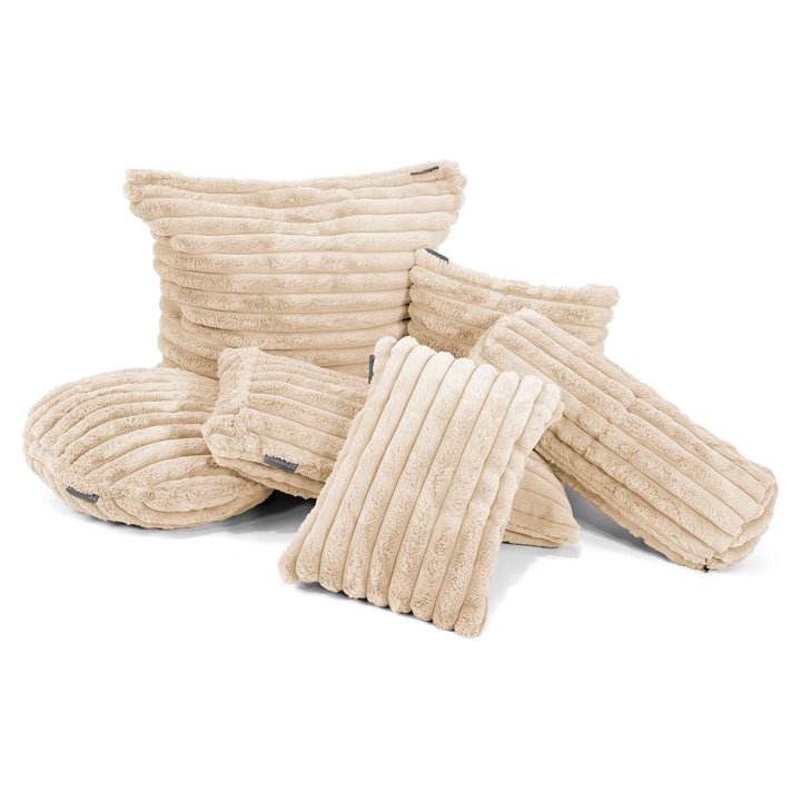 Housse de Coussin 47 x 47cm - Velours Côtelé Ultra Pelucheux Crème 03