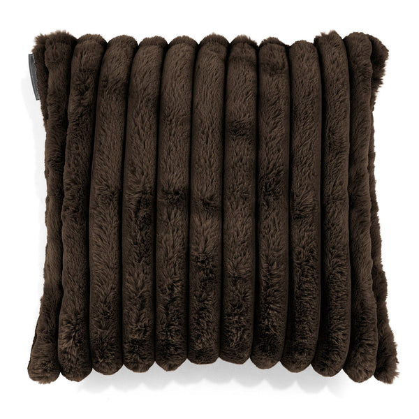 Housse de Coussin 47 x 47cm - Velours Côtelé Ultra Pelucheux Marron Meuse 01