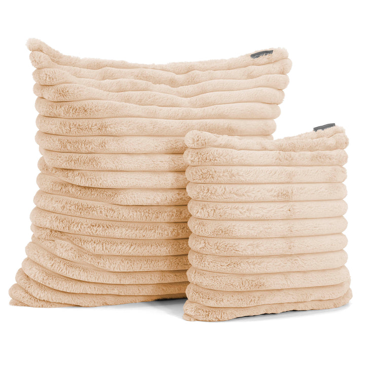 Housse de Coussin 47 x 47cm - Velours Côtelé Ultra Pelucheux Pêche 02