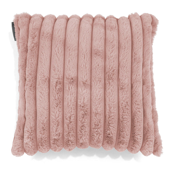 Housse de Coussin 47 x 47cm - Velours Côtelé Ultra Pelucheux Rose Pastel 01