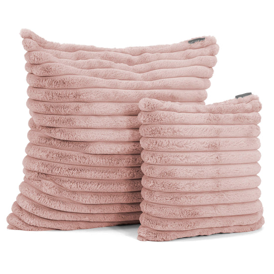 Housse de Coussin 47 x 47cm - Velours Côtelé Ultra Pelucheux Rose Pastel 02