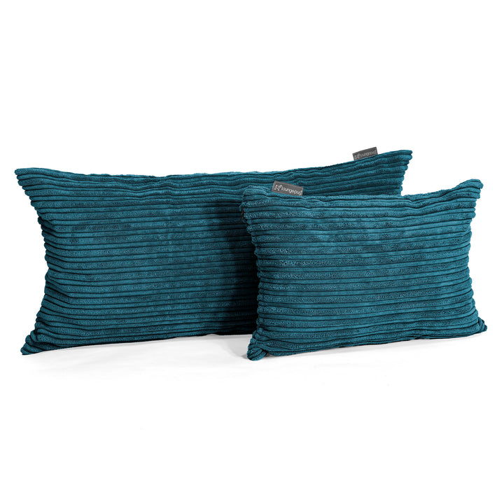 Coussin Rectangulaire 35 x 50cm - Côtelé Bleu Canard 03