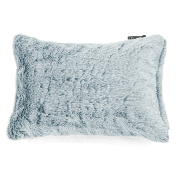 Coussin Rectangulaire 35 x 50cm - Fausse Fourrure Lapin Bleu Pastel 01