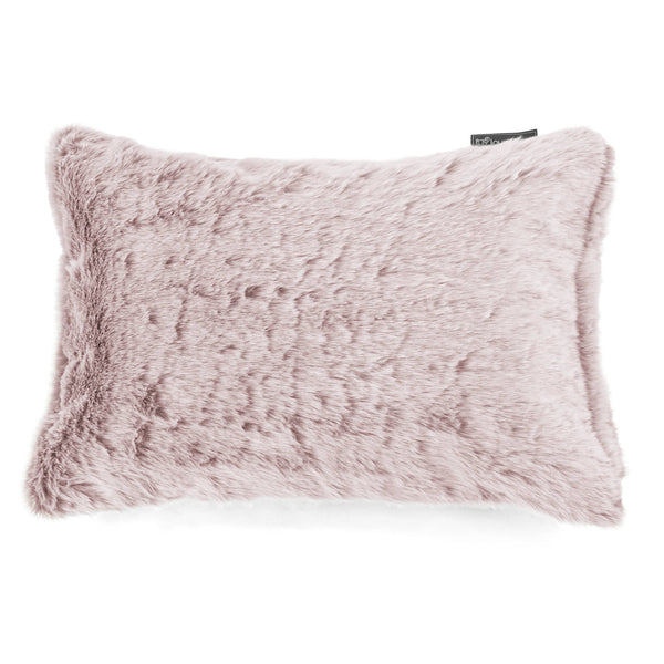 Coussin Rectangulaire 35 x 50cm - Fausse Fourrure Lapin Rose Pastel 01