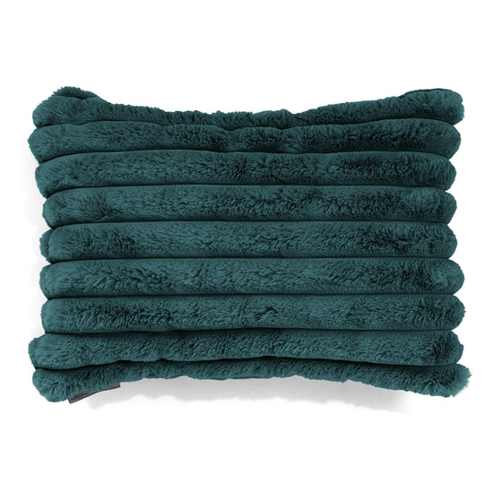 Housse de Coussin Rectangulaire 35 x 50cm - Velours Côtelé Ultra Pelucheux Bleu Canard 01
