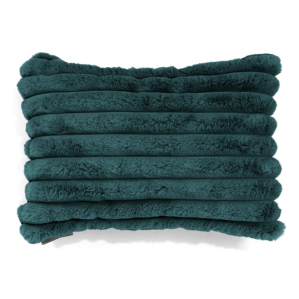 Housse de Coussin Rectangulaire 35 x 50cm - Velours Côtelé Ultra Pelucheux Bleu Canard 01