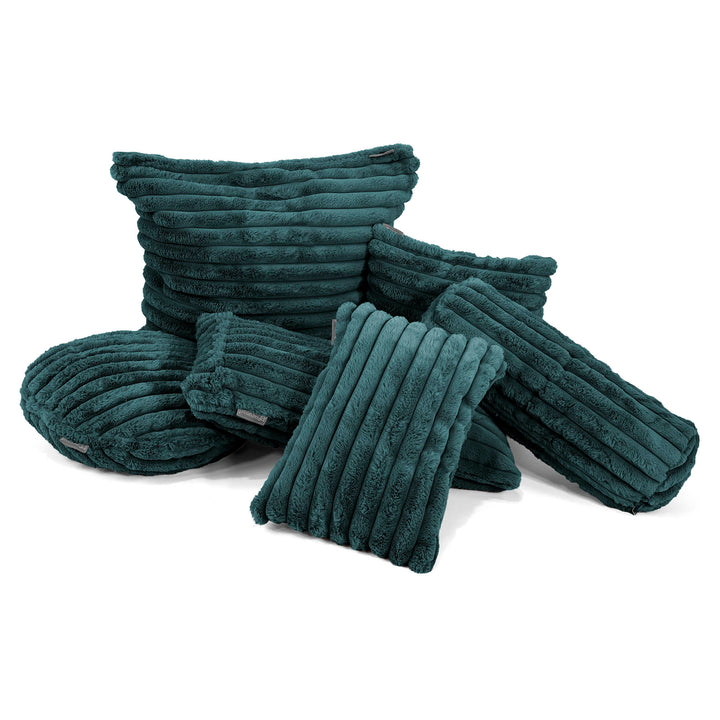 Housse de Coussin Rectangulaire 35 x 50cm - Velours Côtelé Ultra Pelucheux Bleu Canard 02