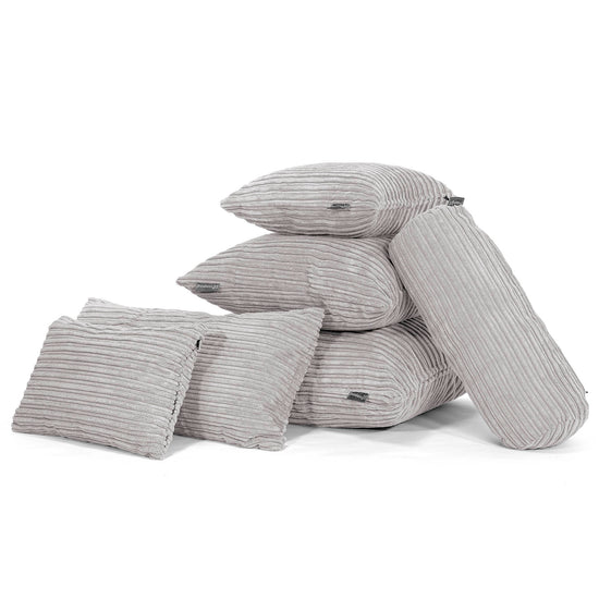 Housse de Coussin Rond 50cm - Côtelé Gris Argent 03