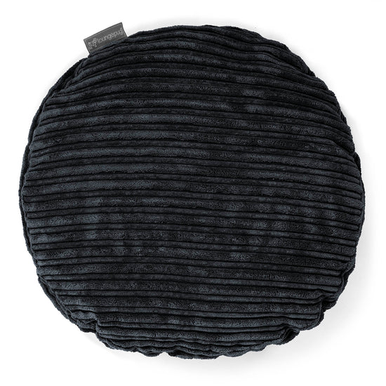 Coussin Rond 50cm - Côtelé Noir 01