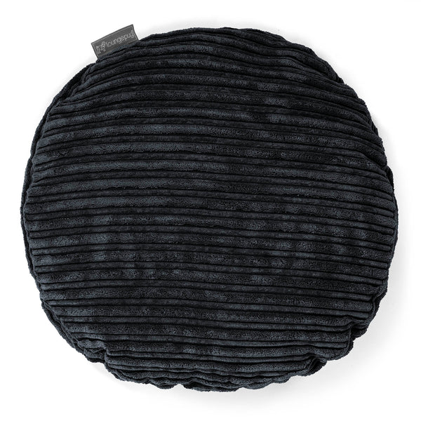 Coussin Rond 50cm - Côtelé Noir 01