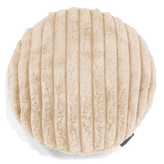 Housse de Coussin Rond 50cm - Velours Côtelé Ultra Pelucheux Crème 01
