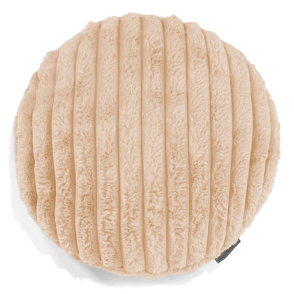 Housse de Coussin Rond 50cm - Velours Côtelé Ultra Pelucheux Pêche 01