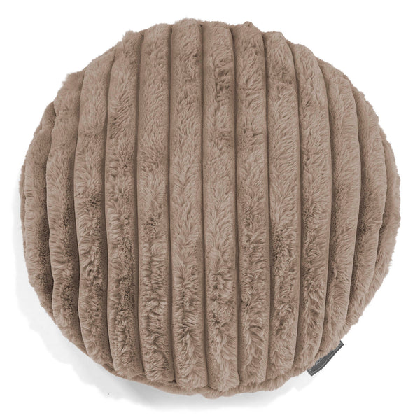 Housse de Coussin Rond 50cm - Velours Côtelé Ultra Pelucheux Vison 01