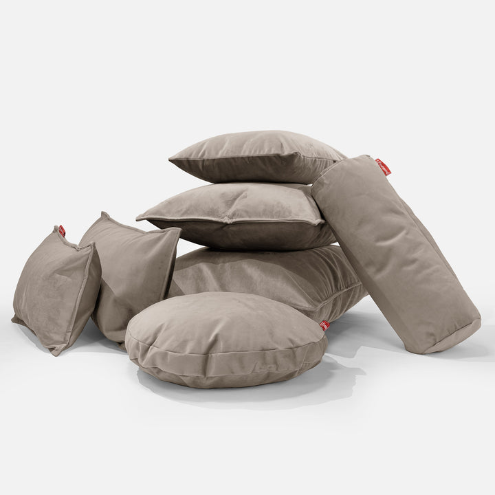 Coussin Rond 50cm - Velours Vison 03