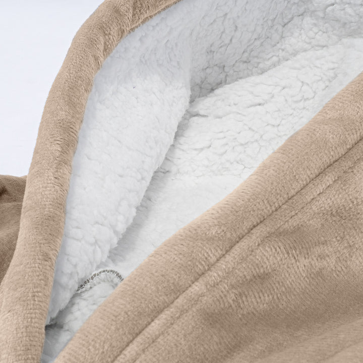 Couverture à Capuche pour Enfants - Molleton Crème / Vison 06