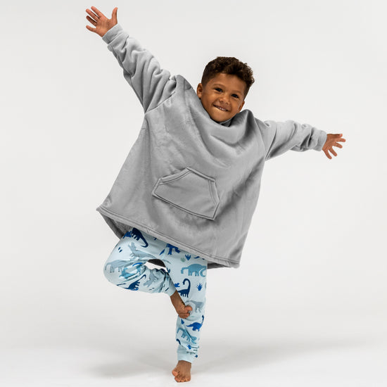 Couverture à Capuche pour Enfants - Molleton Gris 02