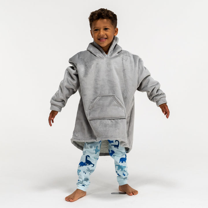 Couverture à Capuche pour Enfants - Molleton Gris 03