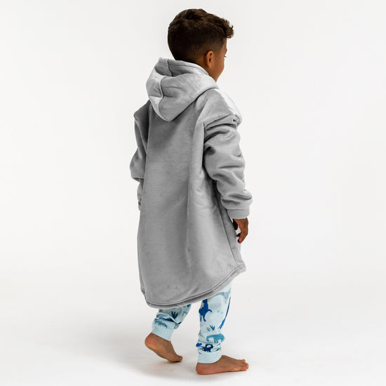 Couverture à Capuche pour Enfants - Molleton Gris 04