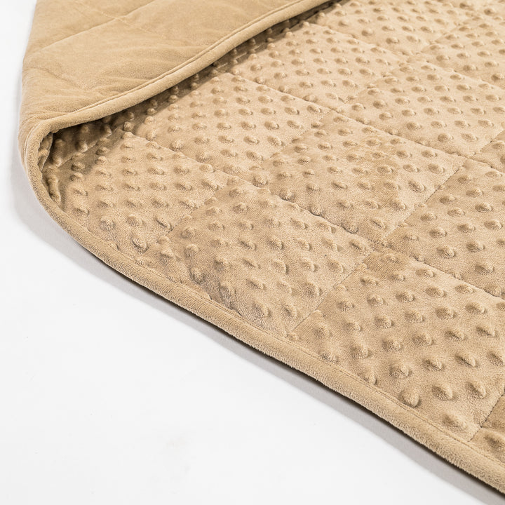 Couverture Lestée pour Adultes - Molleton Pointillé Crème / Vison 02