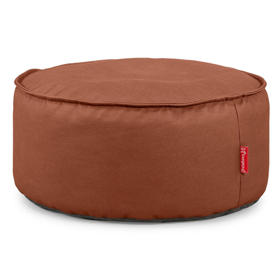 Pouf Design Rond - Cuir Végan Marron 01